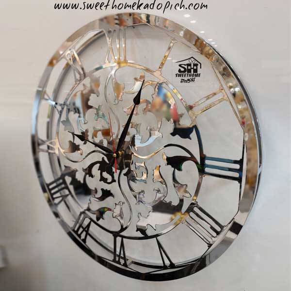 تصویر ساعت دیواری مدل گل نقره ای 1