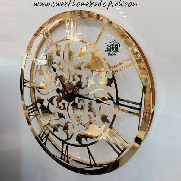 تصویر ساعت دیواری مدل گل طلایی 1