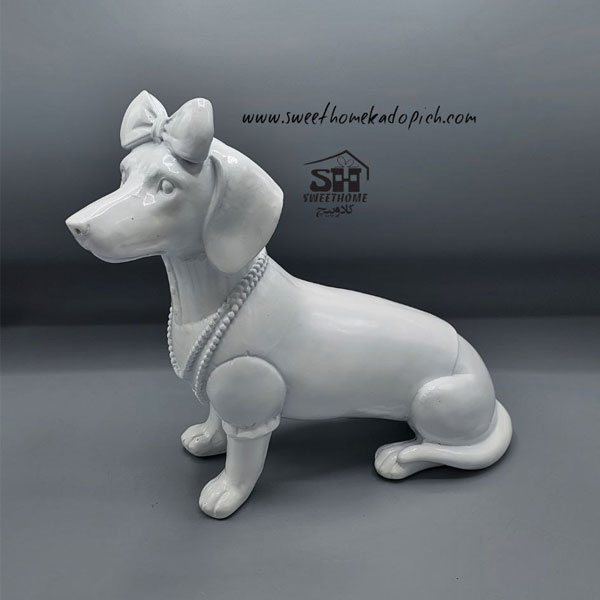 تصویر دکوری مجسمه سگ پینچر سفید 1